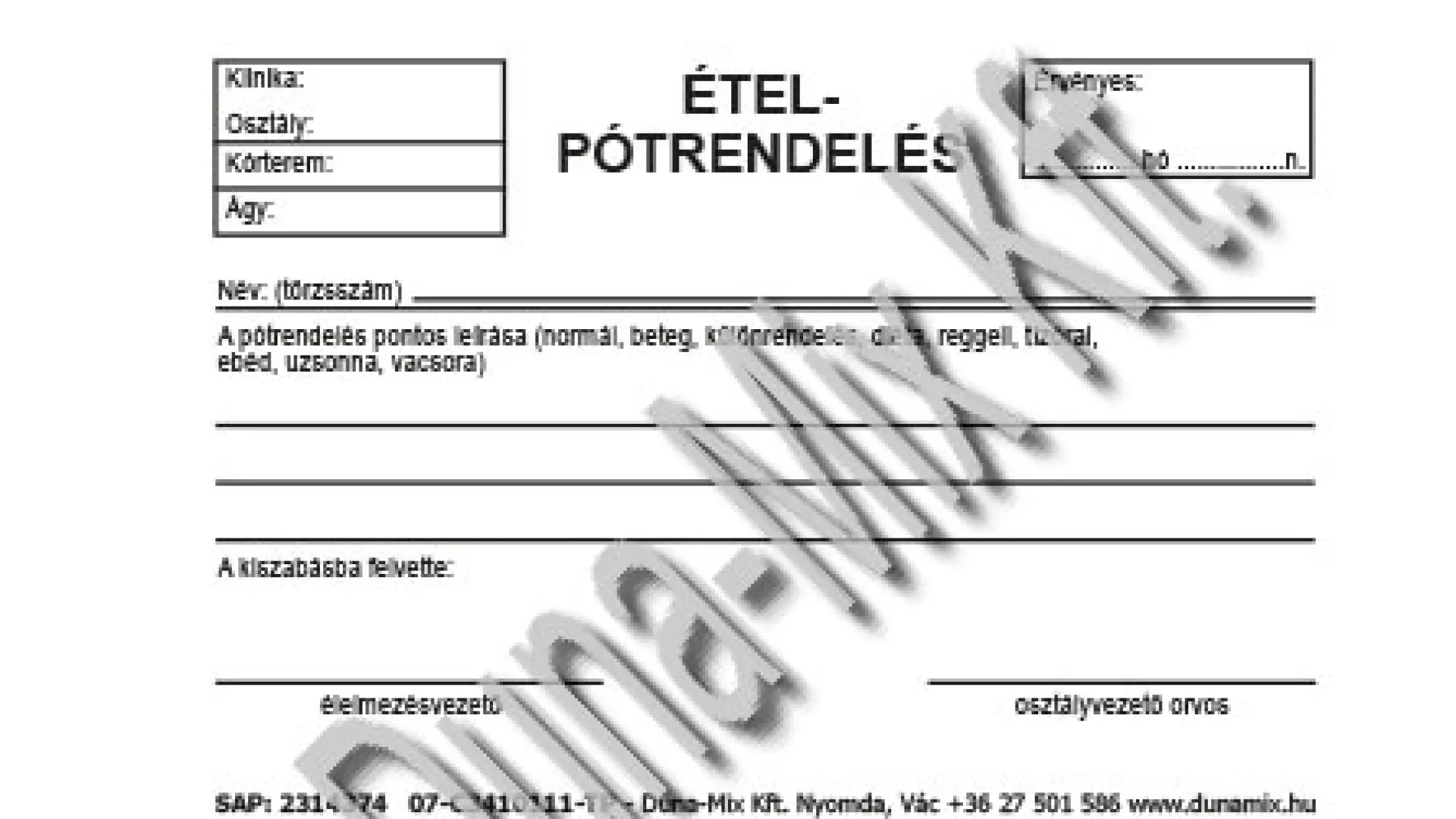 Étel pótrendelés